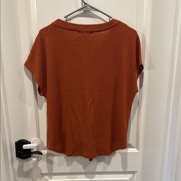 Pink Rose Rust Button Down Ribbed Top - Picture 5 of 5